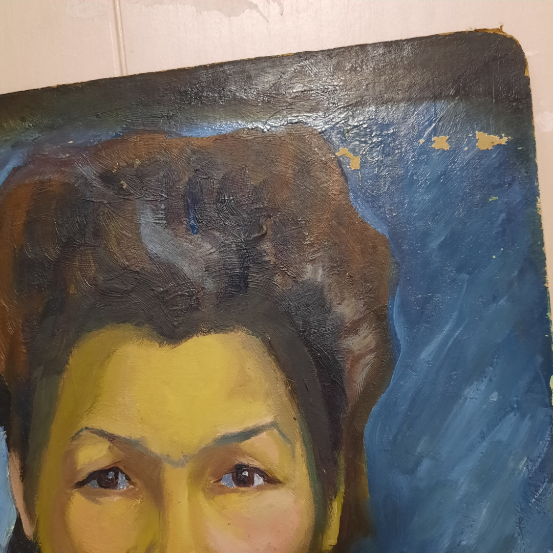 Картина маслом на картоне, портрет женщины, 34х 48, 1961г. СССР.. Картинка 5